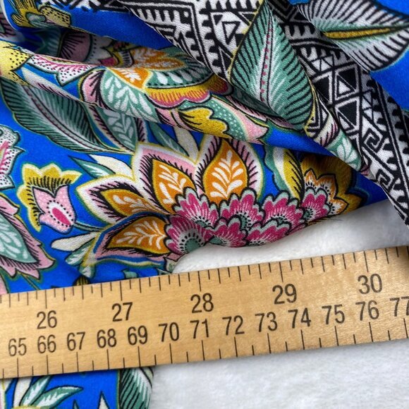 Chenault Womens 2X Floral Print Kimono Sleeve Blouse Blue Black Polyester - Picture 7 of 9
